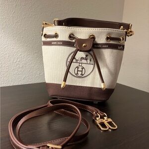 Hermès Canvas and Leather Upcycle Bucket Bag